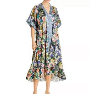 Printed silk kimono dress
